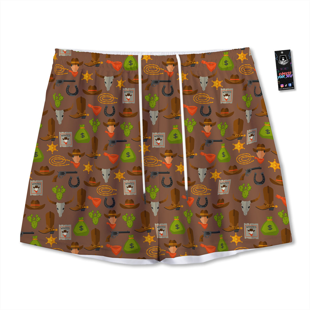 Yolk Egg Print Pattern Mesh Shorts