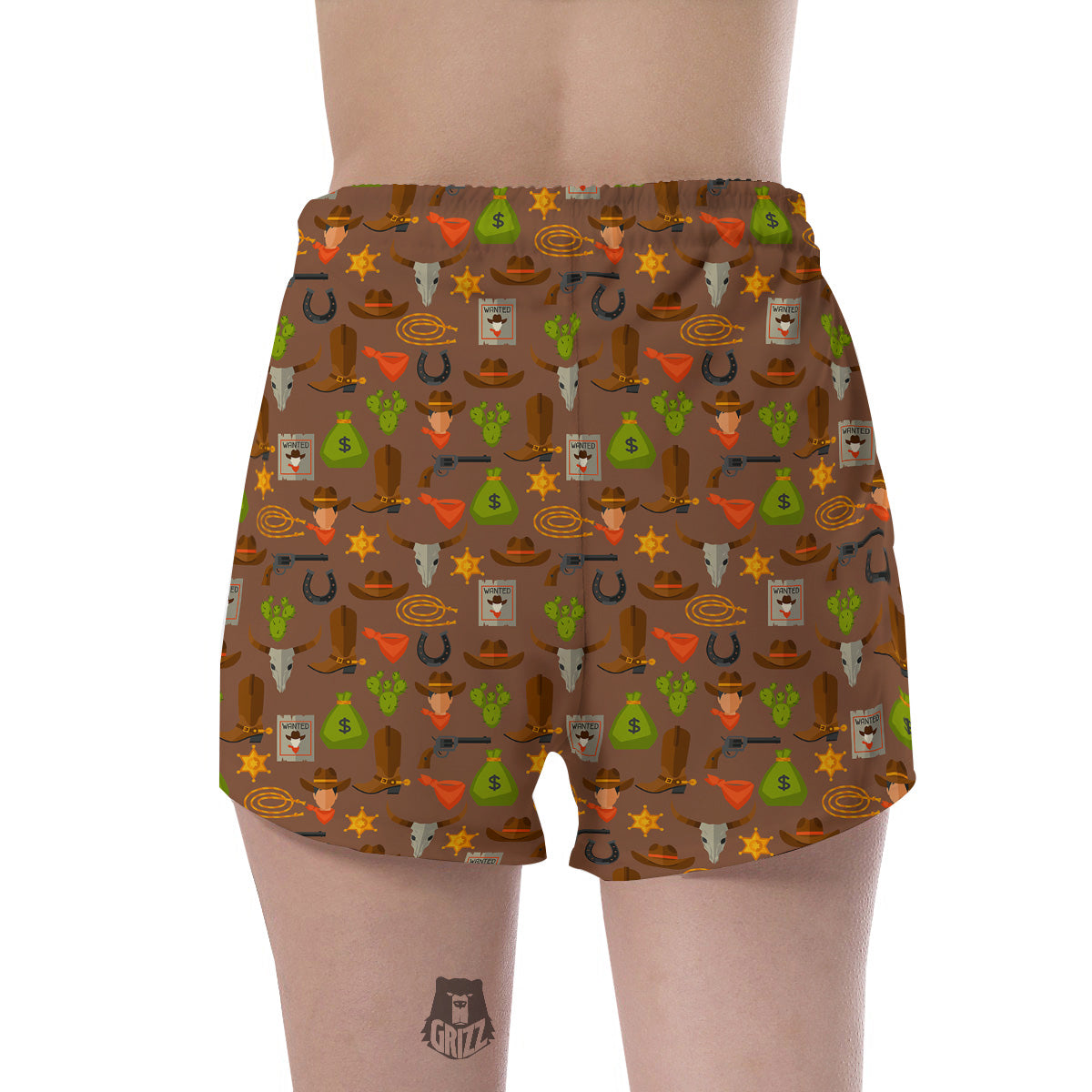 Wild West And Emoji Cowboy Style Print Pattern Women's Shorts-grizzshop