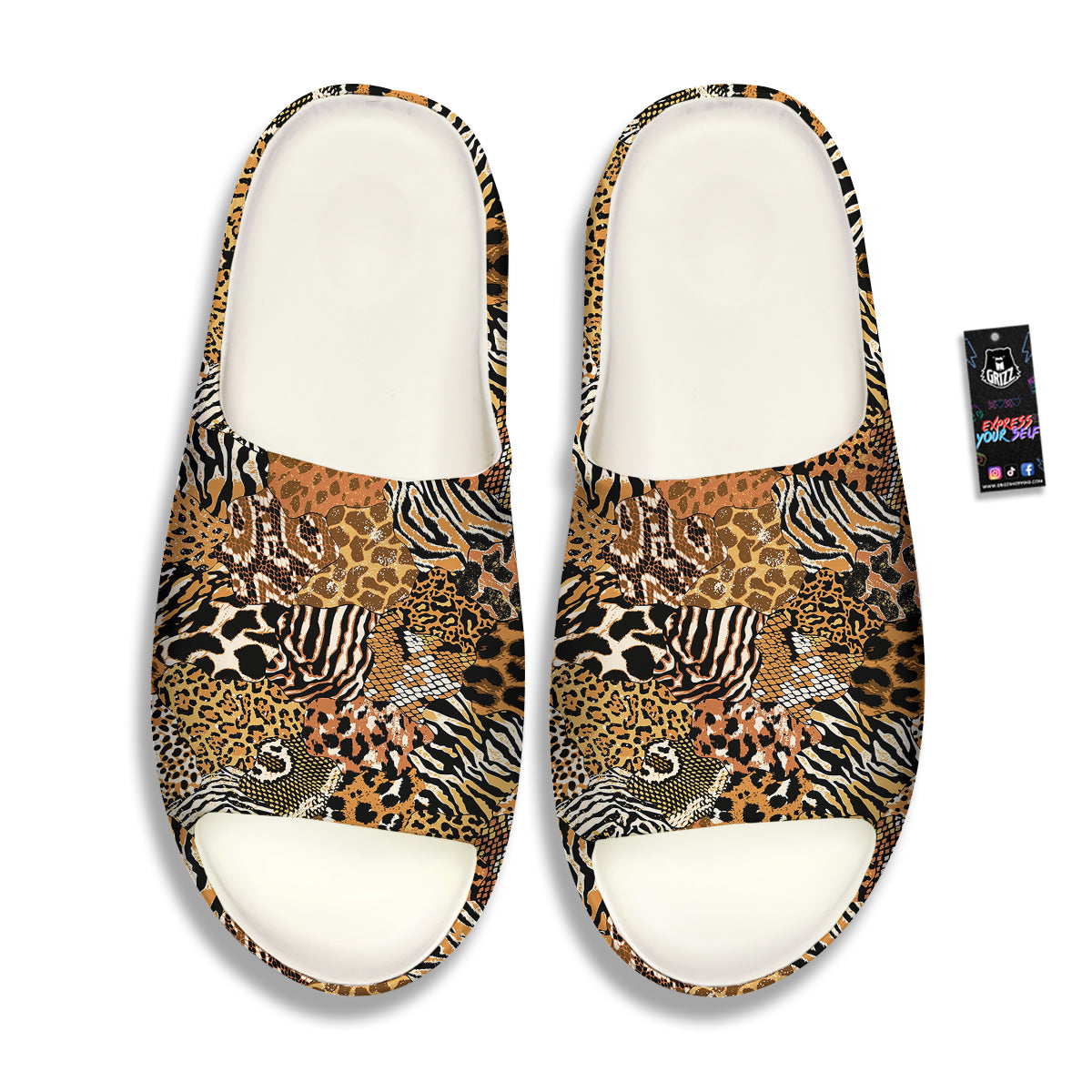 Wild Animal Skins Patchwork Print Pattern Sandals-grizzshop
