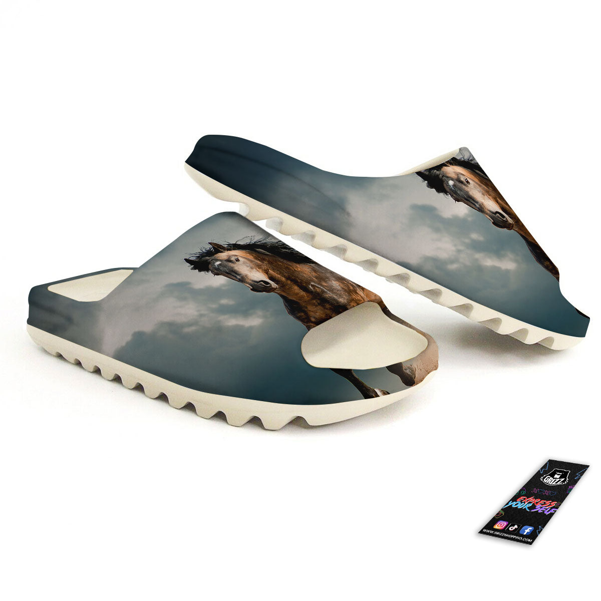 Wild Horses Running Print Sandals-grizzshop