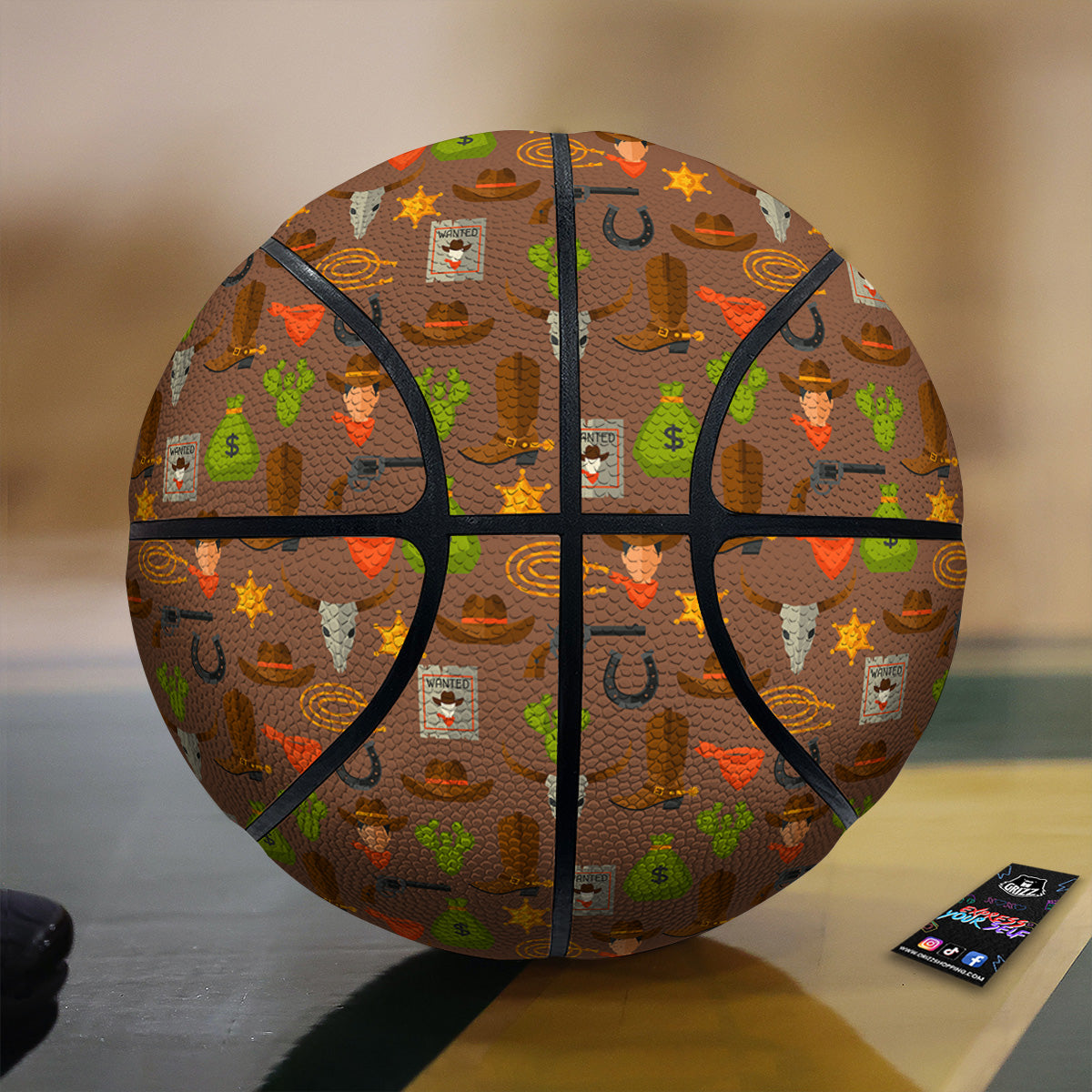 Wild West And Emoji Cowboy Style Print Pattern Basketball