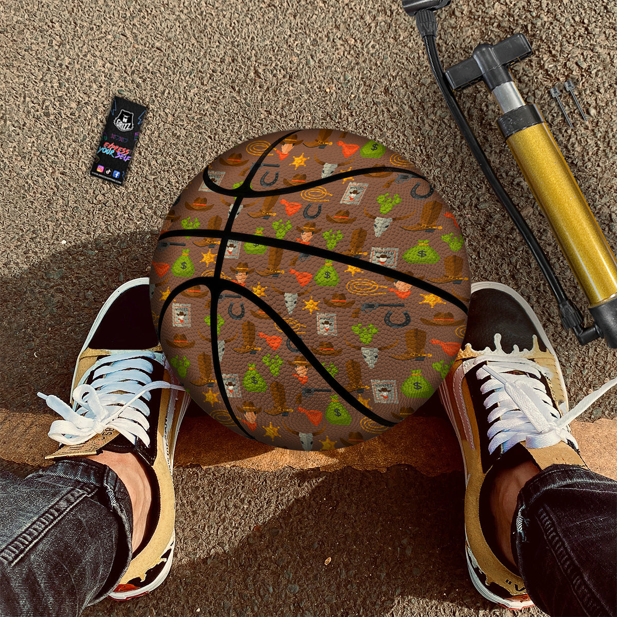 Wild West And Emoji Cowboy Style Print Pattern Basketball