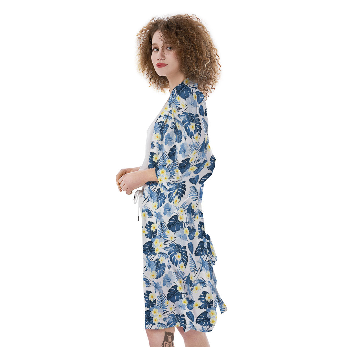 Wildflowers Blue Hawaiian Print Pattern Kimono-grizzshop