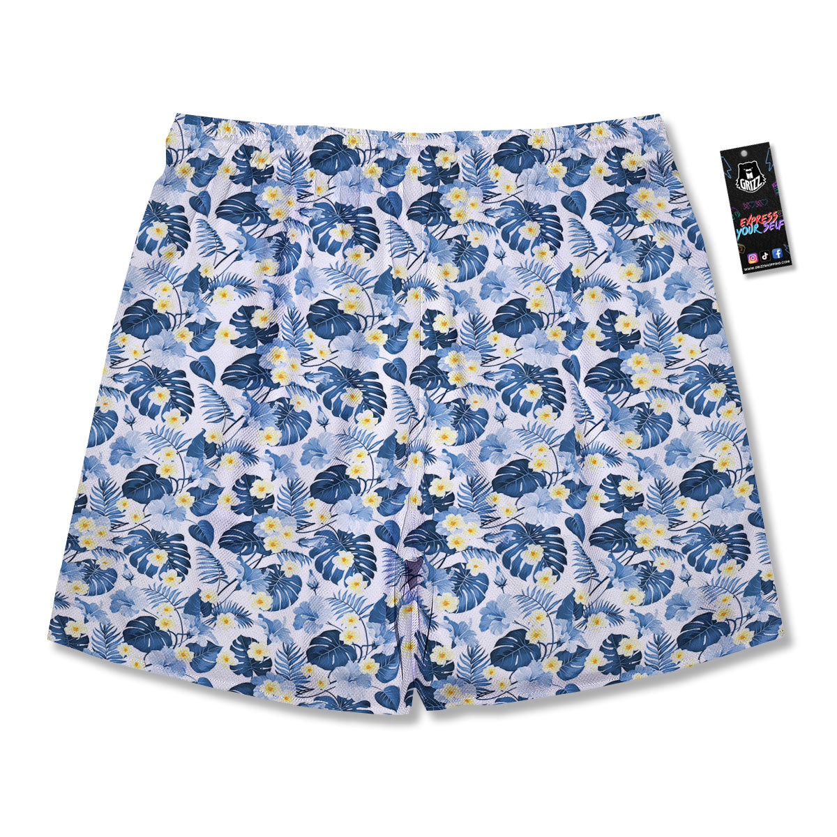 Wildflowers Blue Hawaiian Print Pattern Men's Running Shorts-grizzshop
