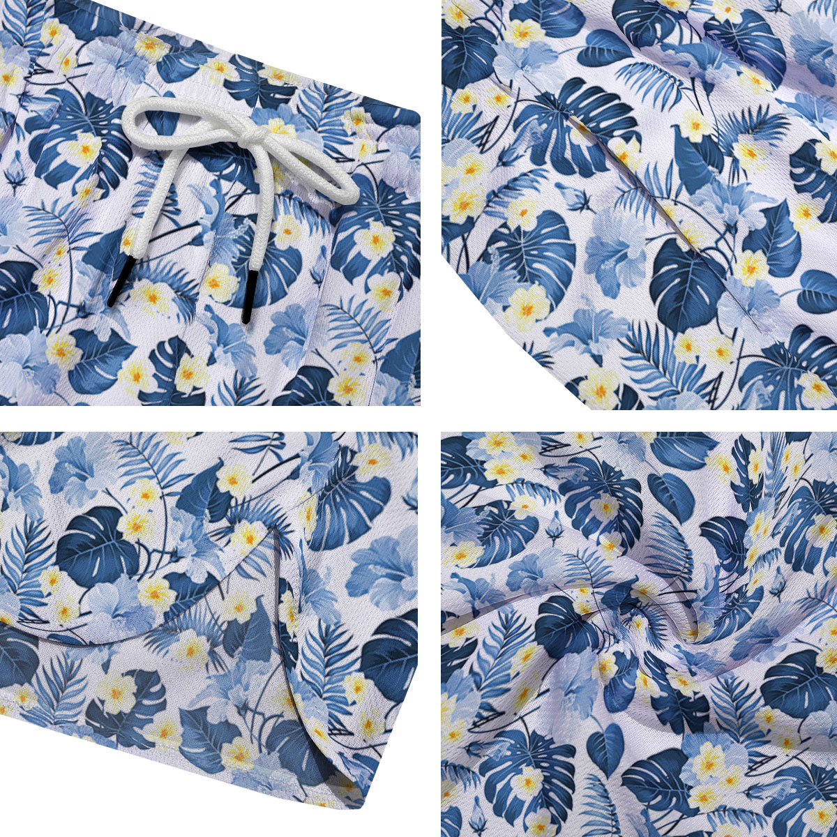Wildflowers Blue Hawaiian Print Pattern Men's Running Shorts-grizzshop