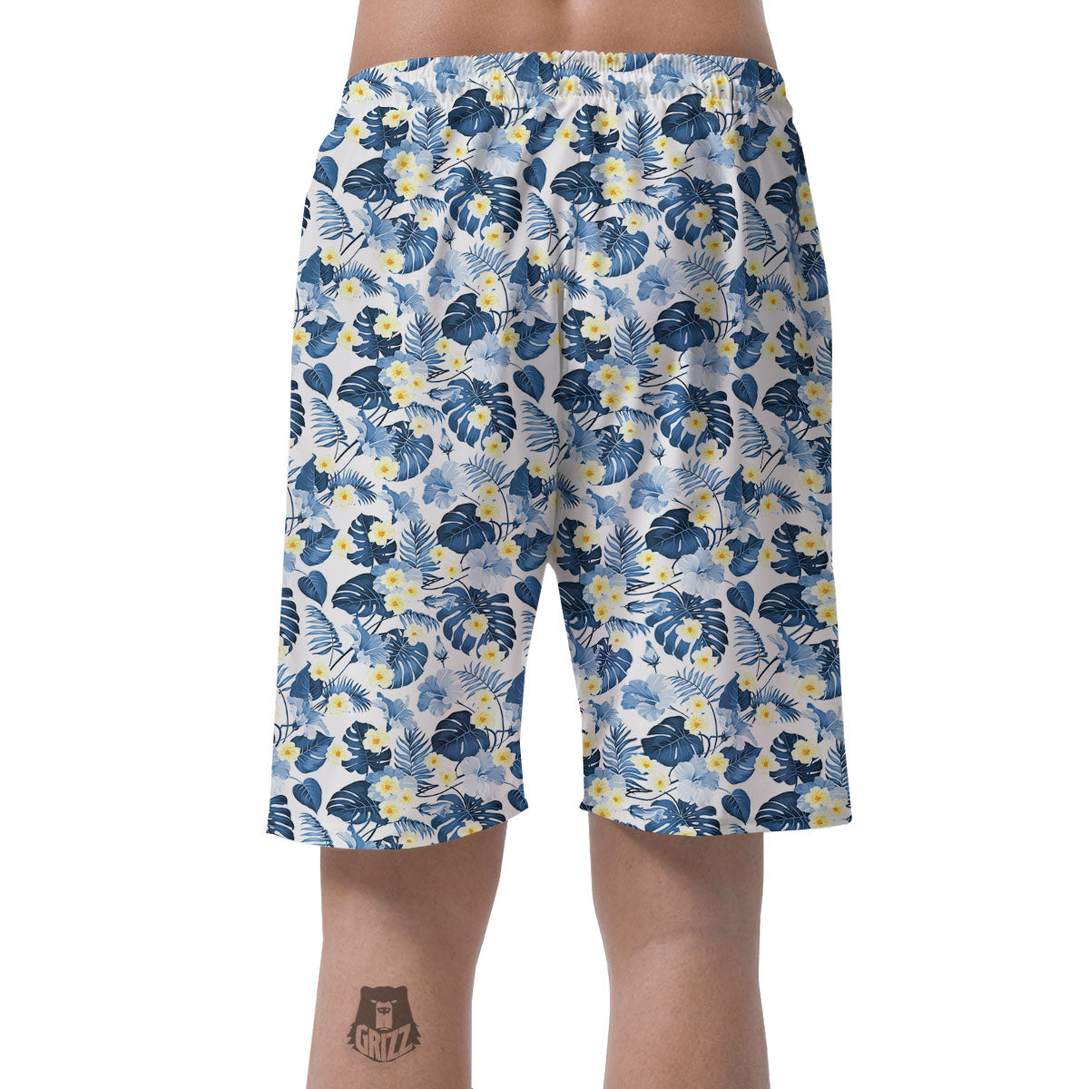 Wildflowers Blue Hawaiian Print Pattern Men's Shorts-grizzshop