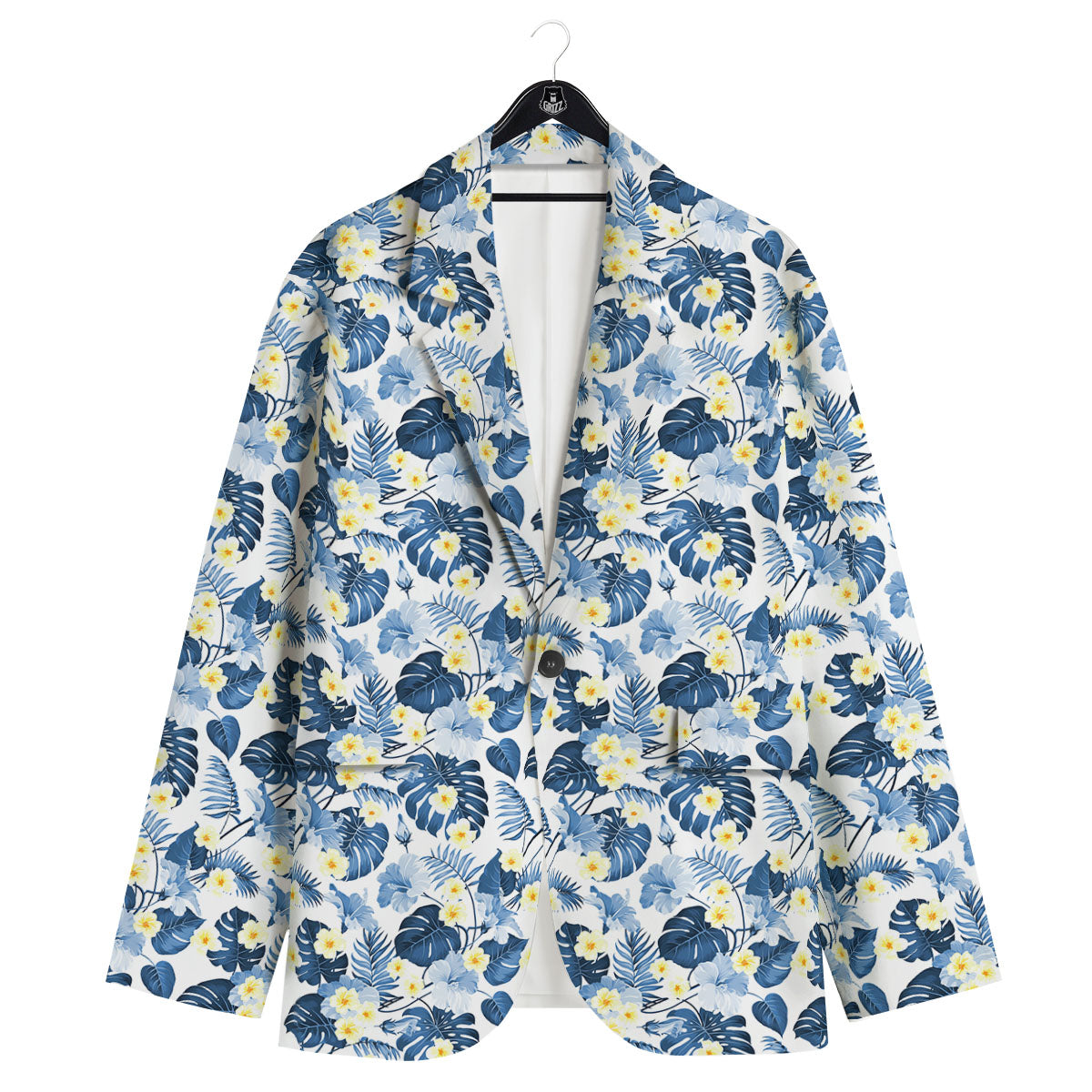 Wildflowers Blue Hawaiian Print Pattern Men's Sport Coat-grizzshop