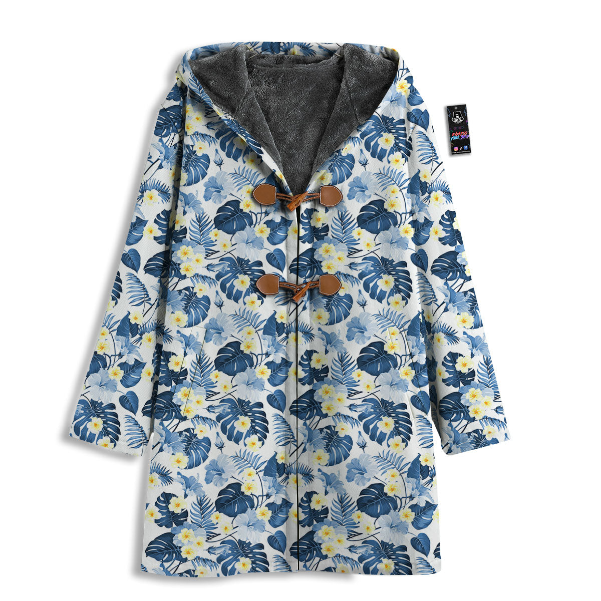 Wildflowers Blue Hawaiian Print Pattern Men's Windbreaker Jacket-grizzshop