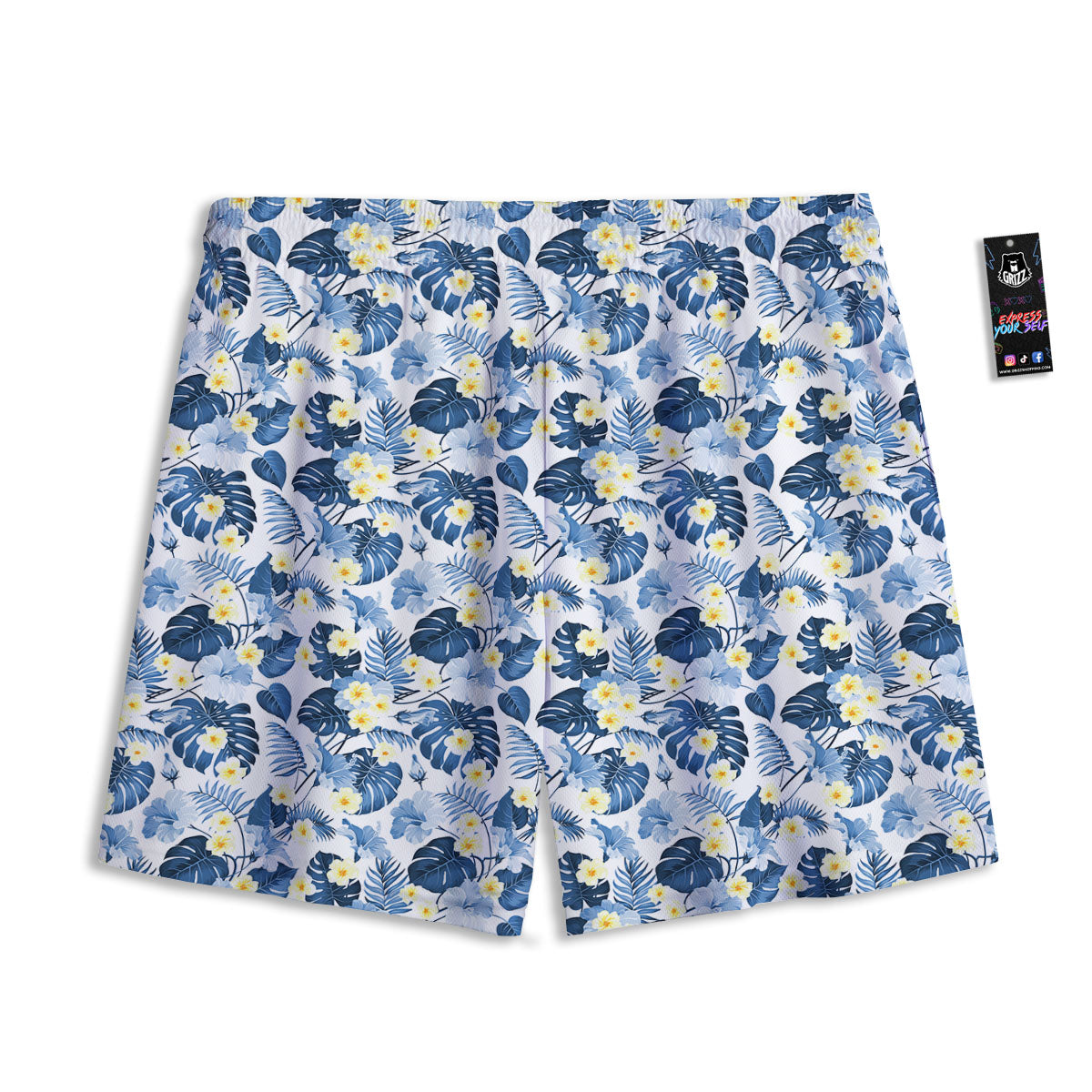 White And Green Check Print Pattern Mesh Shorts