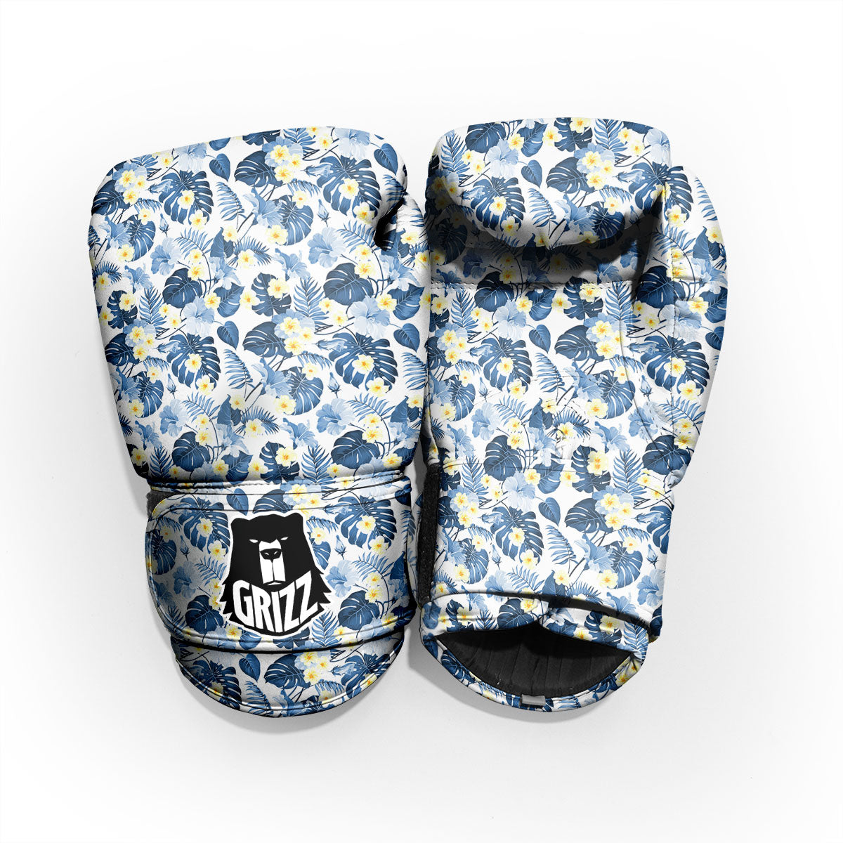 Wildflowers Blue Hawaiian Print Pattern Sparring Gloves-grizzshop