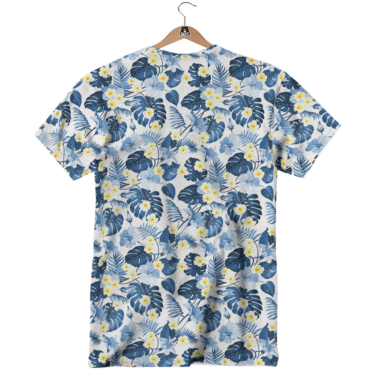 Wildflowers Blue Hawaiian Print Pattern T-Shirt-grizzshop