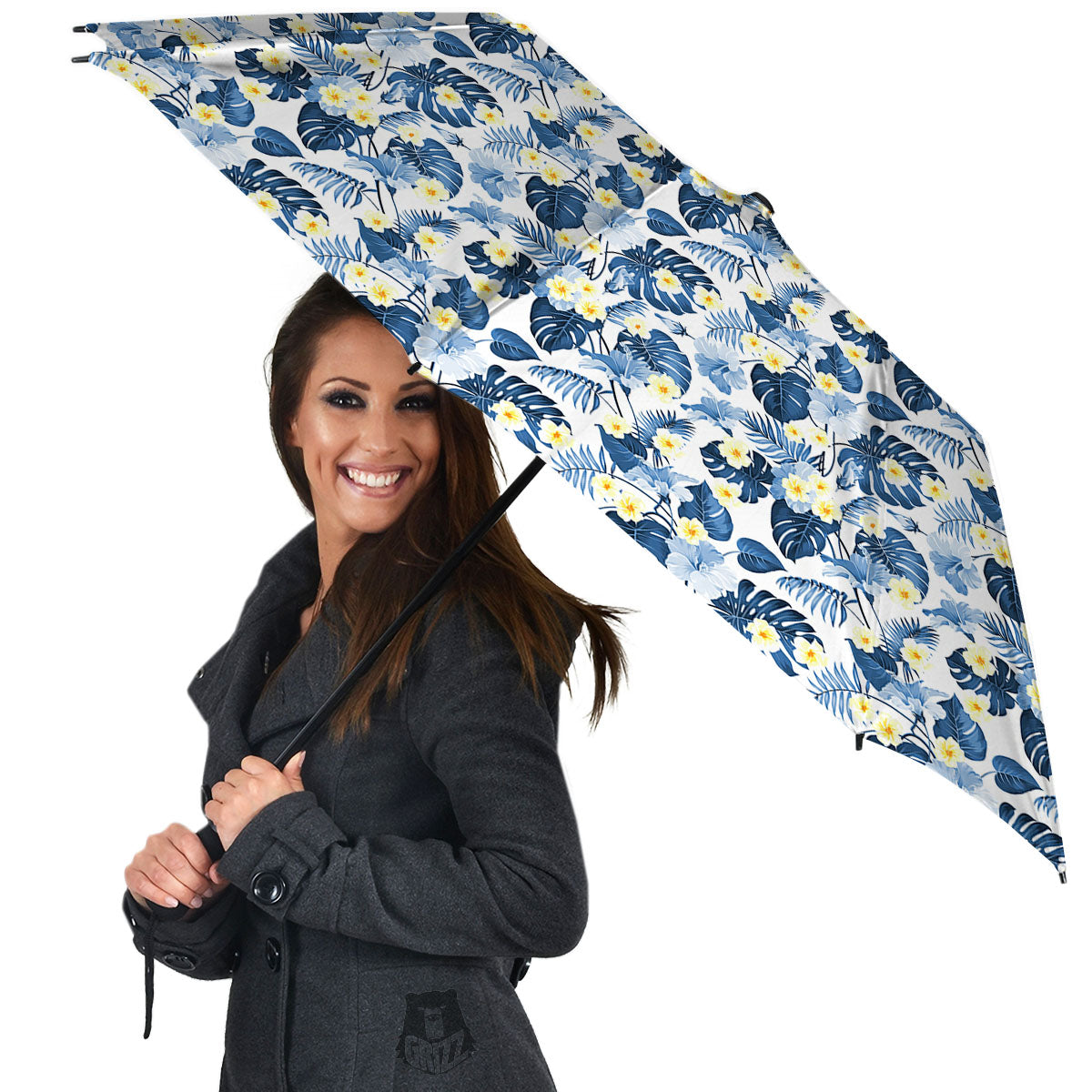 Wildflowers Blue Hawaiian Print Pattern Umbrella-grizzshop