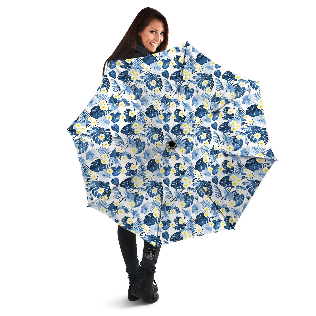Wildflowers Blue Hawaiian Print Pattern Umbrella-grizzshop