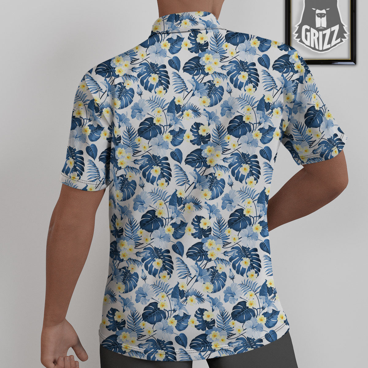 Wildflowers Blue Hawaiian Print Pattern Untucked Shirts-grizzshop