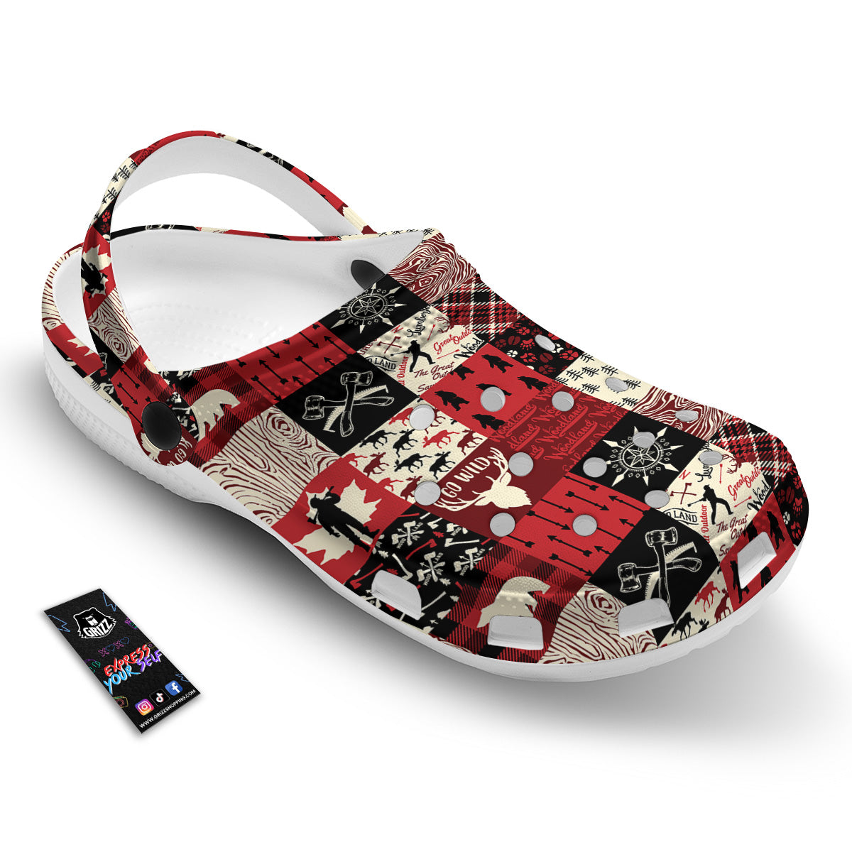 Wildlife Red Plaid Print Pattern Clog-grizzshop