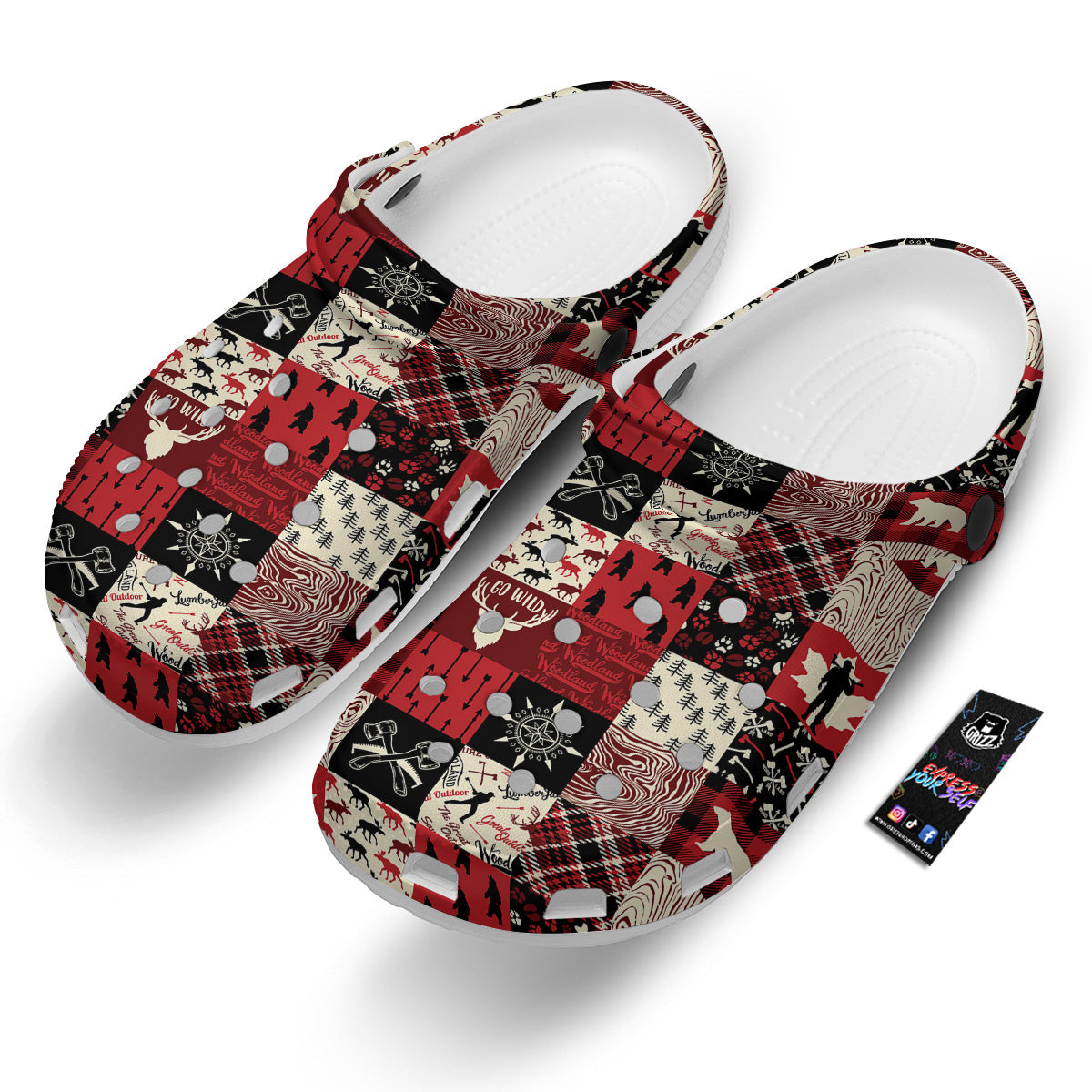 Wildlife Red Plaid Print Pattern Clog-grizzshop
