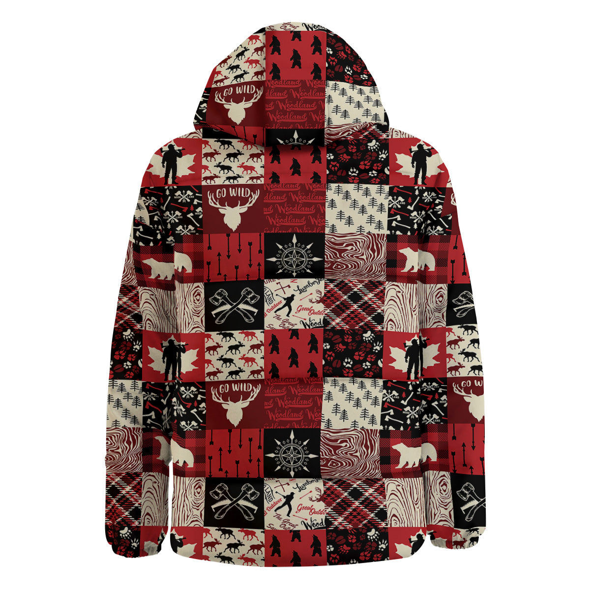 Wildlife Red Plaid Print Pattern Down Jacket-grizzshop