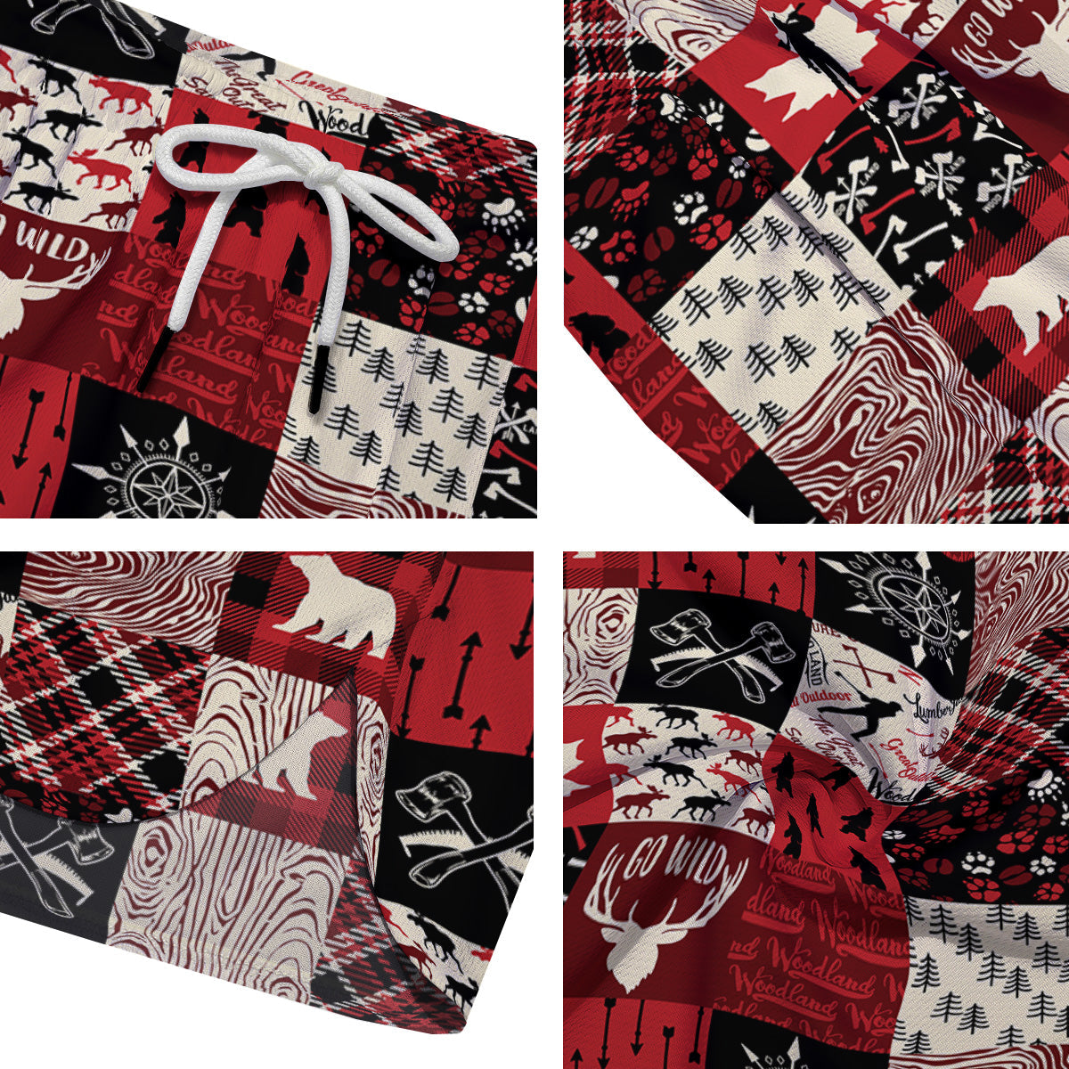 Wildlife Red Plaid Print Pattern Men's Running Shorts-grizzshop