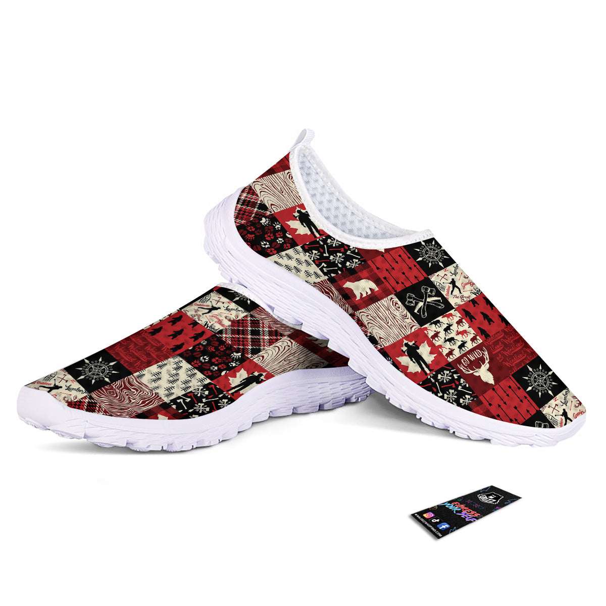 Wildlife Red Plaid Print Pattern Nurse Shoes-grizzshop