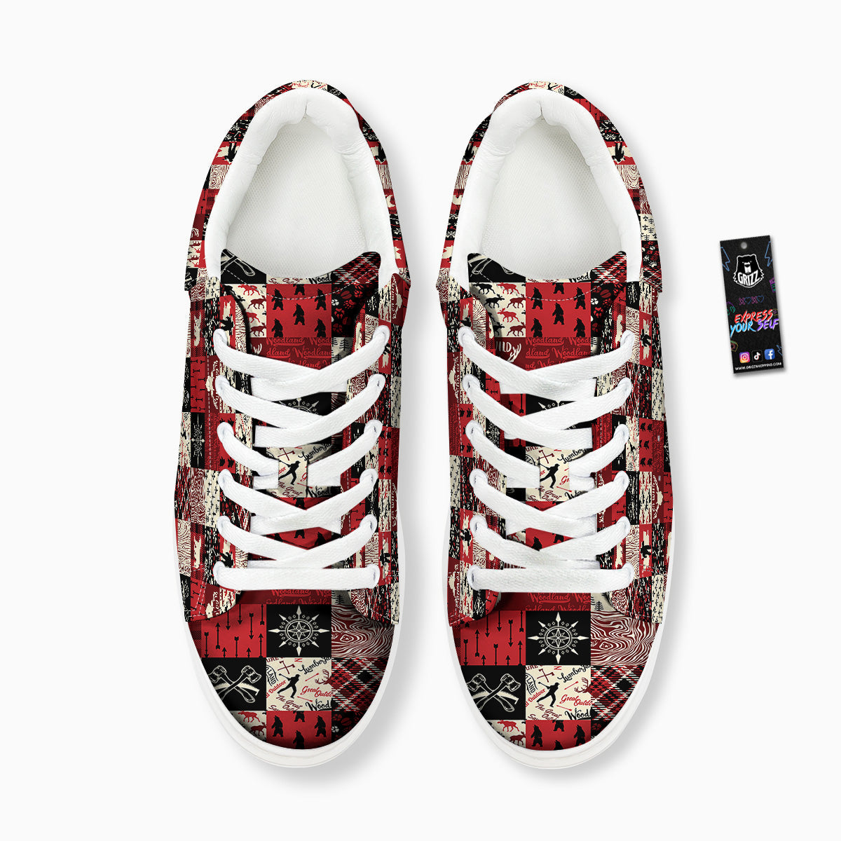 Wildlife Red Plaid Print Pattern Platform Shoes-grizzshop