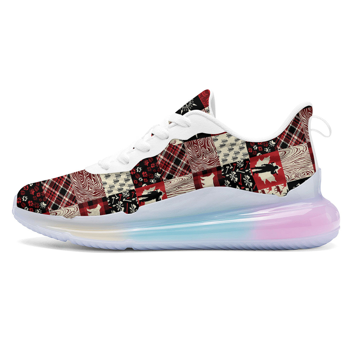 Wildlife Red Plaid Print Pattern Running Sneakers-grizzshop