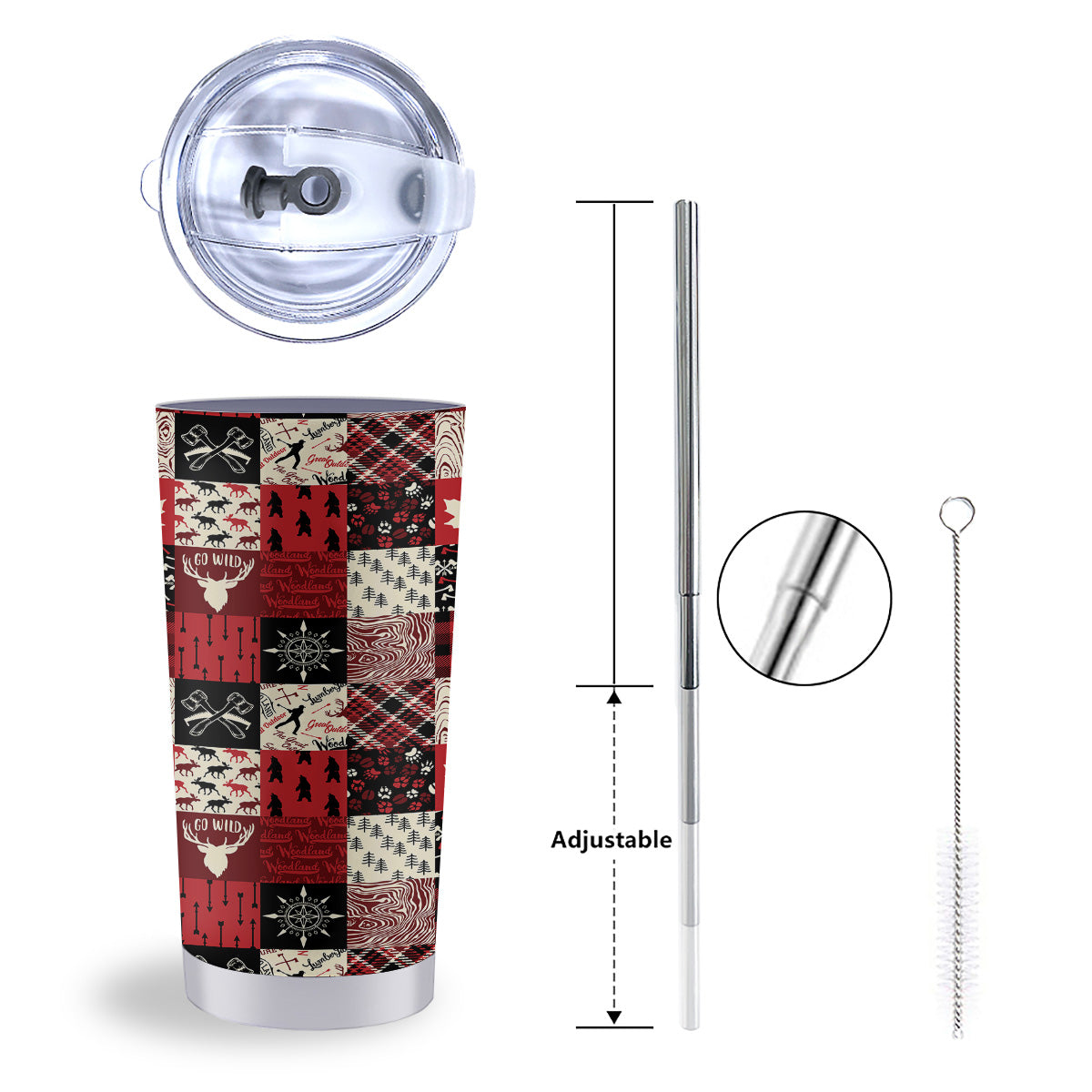 Wildlife Red Plaid Print Pattern Tumbler-grizzshop