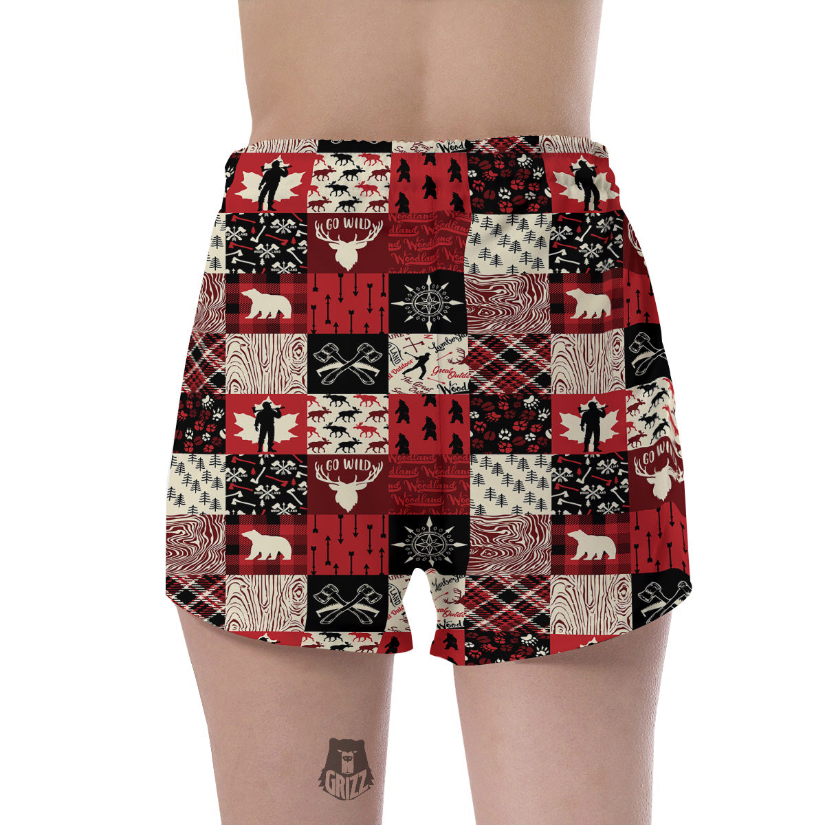 Wildlife Red Plaid Print Pattern Women's Shorts-grizzshop