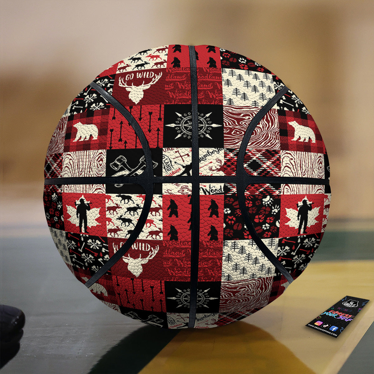 Wildlife Red Plaid Print Pattern Basketball