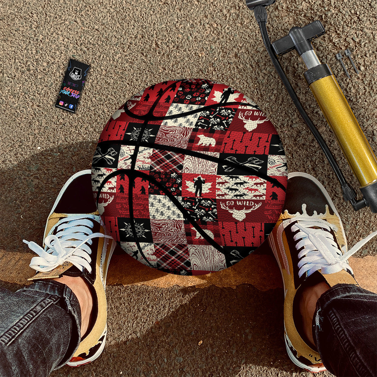 Wildlife Red Plaid Print Pattern Basketball