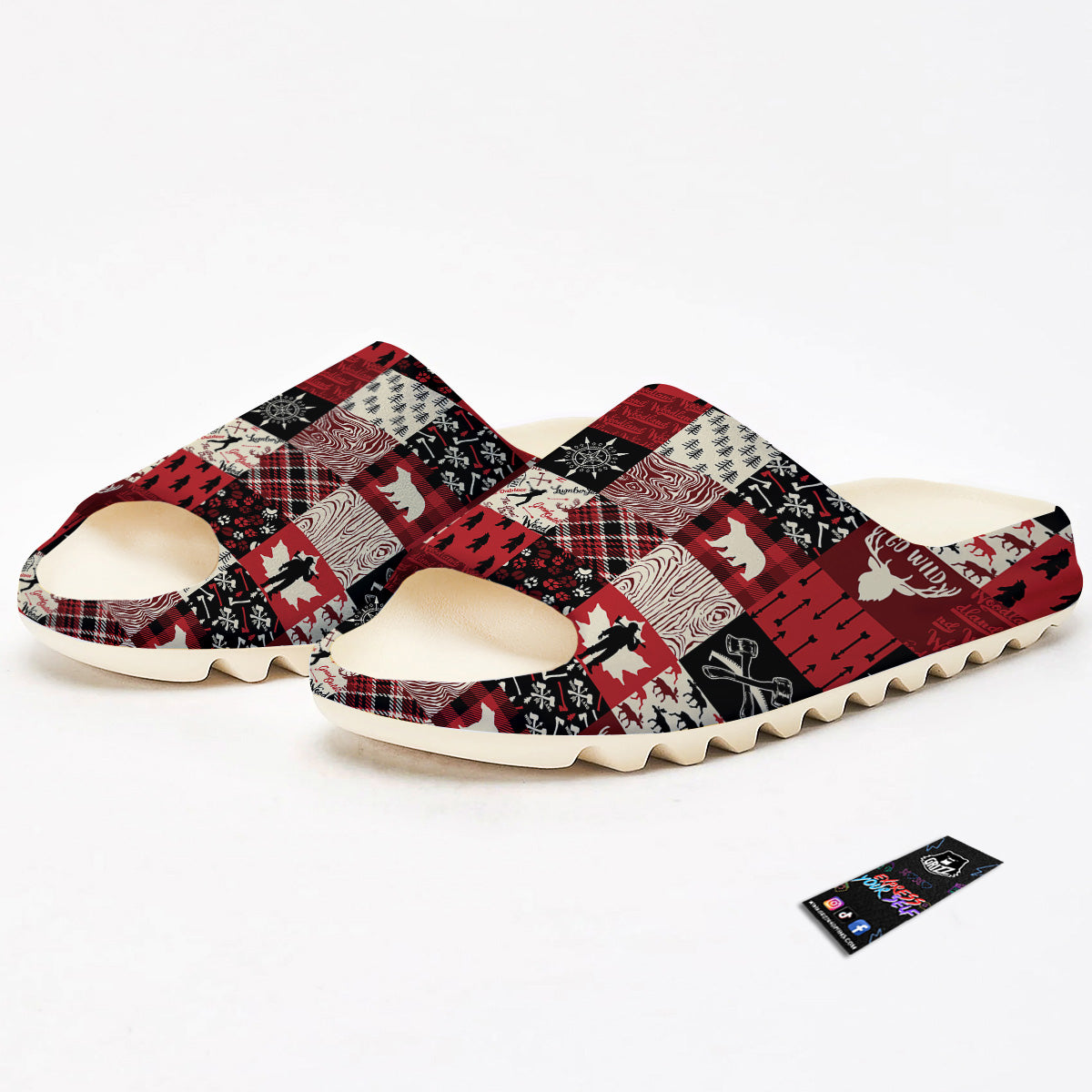 Wildlife Red Plaid Print Pattern Sandals