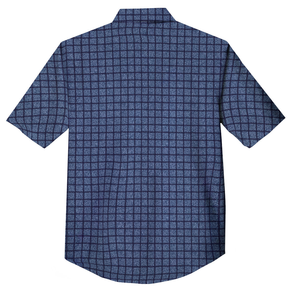 Windowpane Denim Print Pattern Button Up Shirt-grizzshop