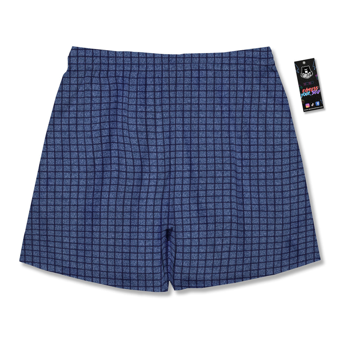Windowpane Denim Print Pattern Men's Running Shorts-grizzshop