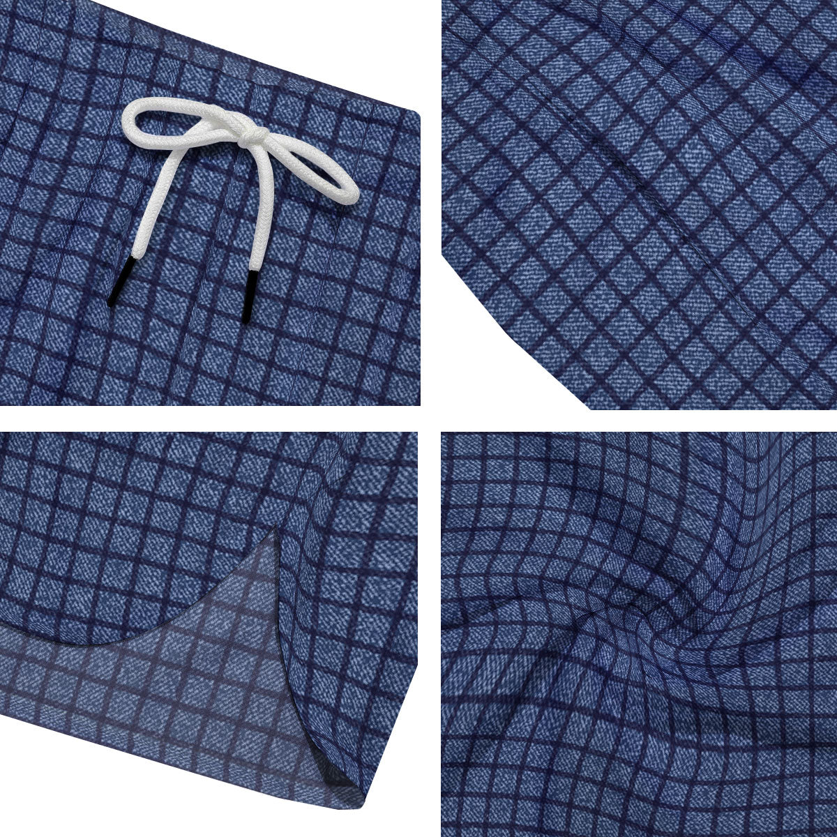 Windowpane Denim Print Pattern Men's Running Shorts-grizzshop