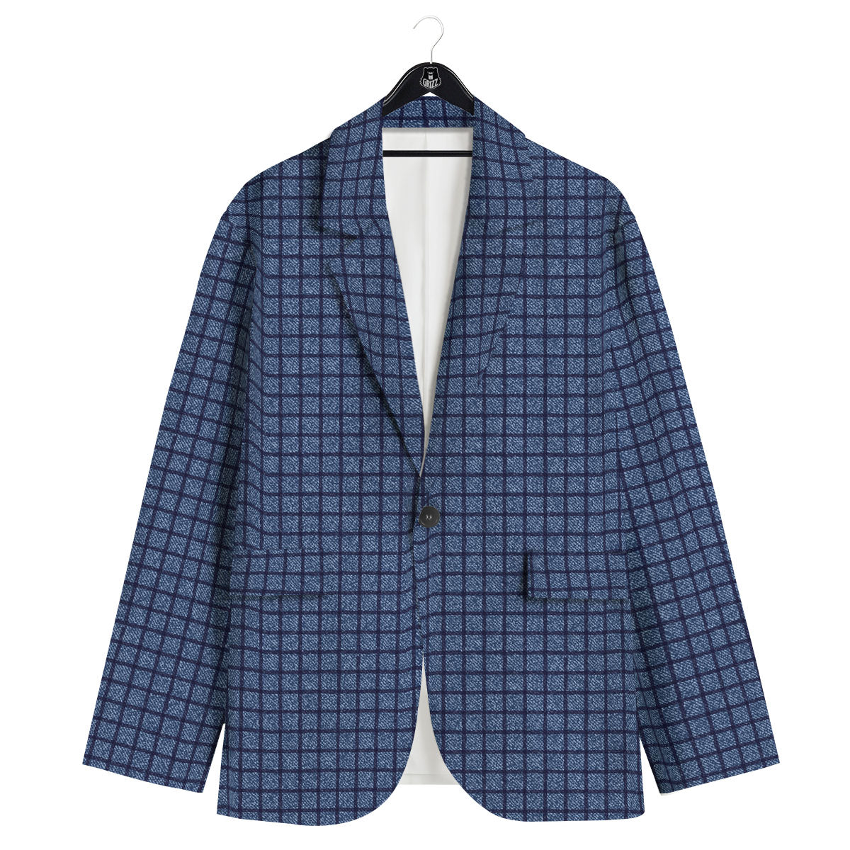 Windowpane Denim Print Pattern Men's Sport Coat-grizzshop