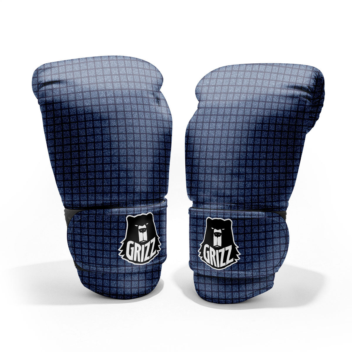Windowpane Denim Print Pattern Sparring Gloves-grizzshop