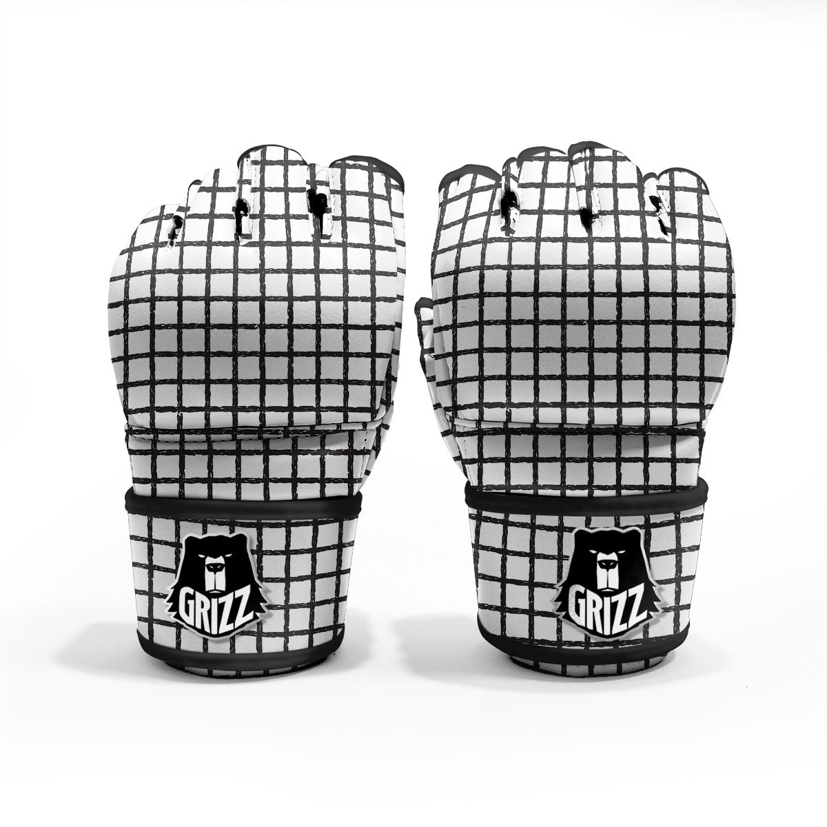 Windowpane Doodle Print Pattern MMA Gloves-grizzshop