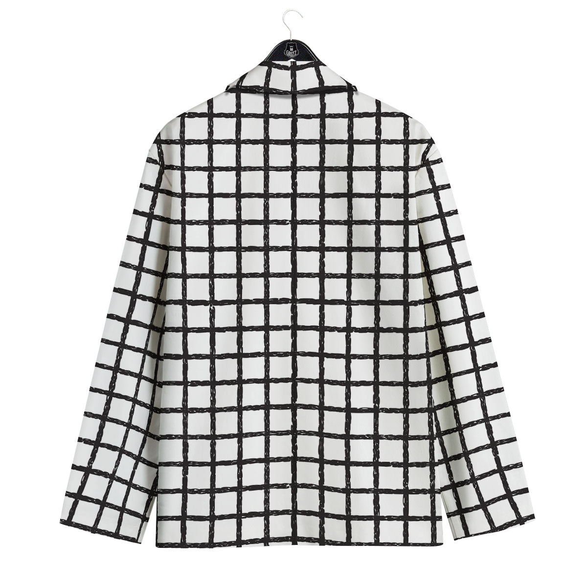 Windowpane Doodle Print Pattern Men's Sport Coat-grizzshop