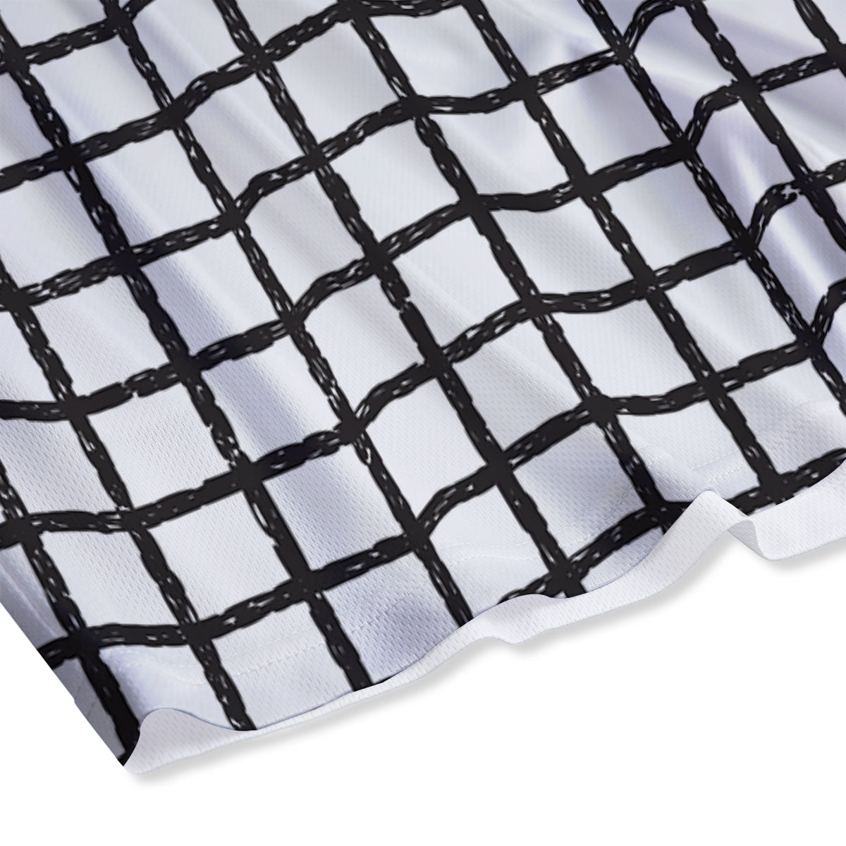 Windowpane Doodle Print Pattern Mesh Shorts-grizzshop