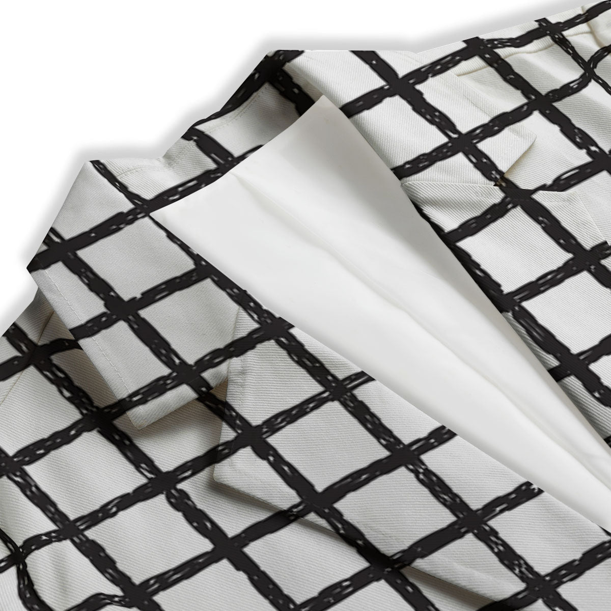 Windowpane Doodle Print Pattern Women's Blazer-grizzshop