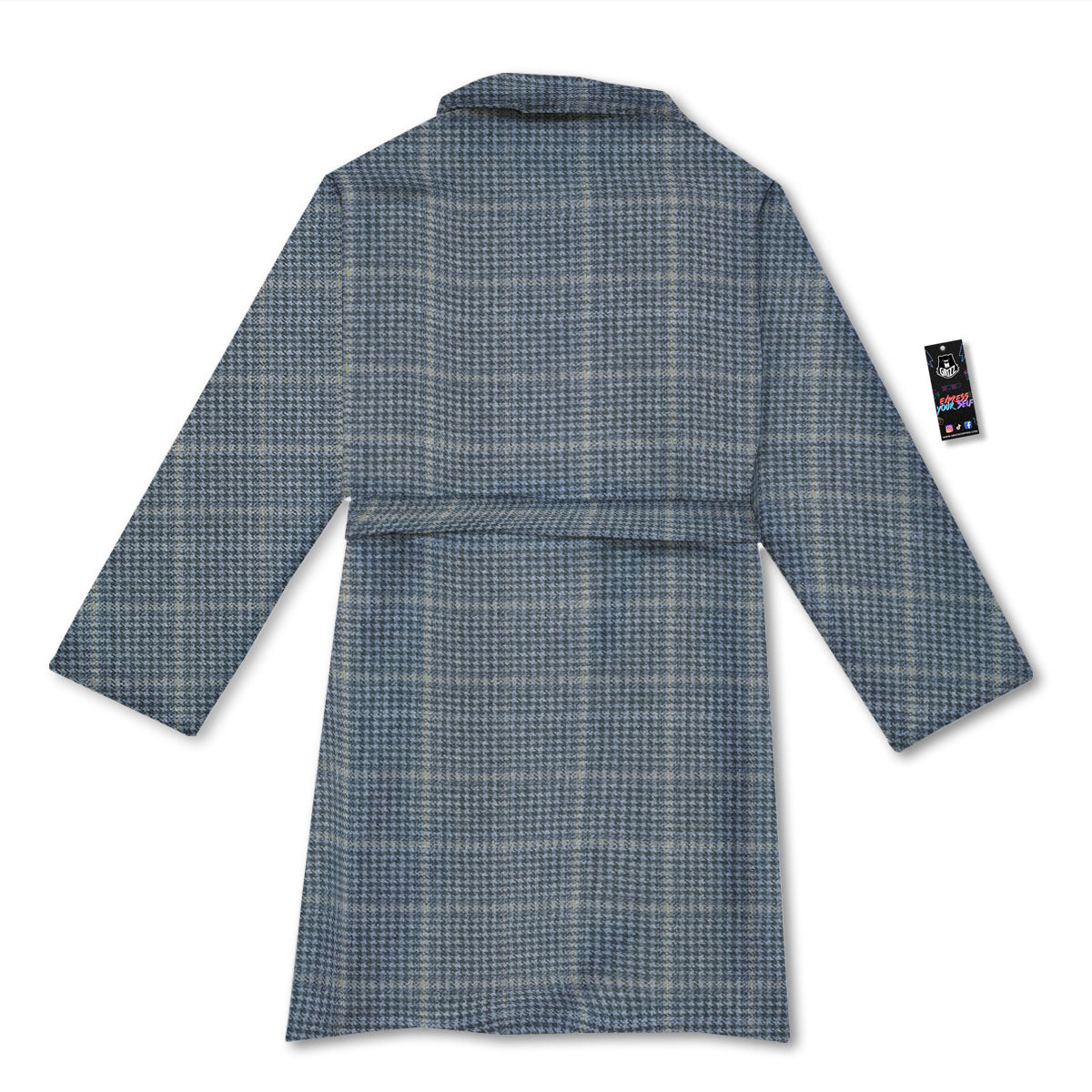 Windowpane Grey Print Pattern Bathrobe-grizzshop