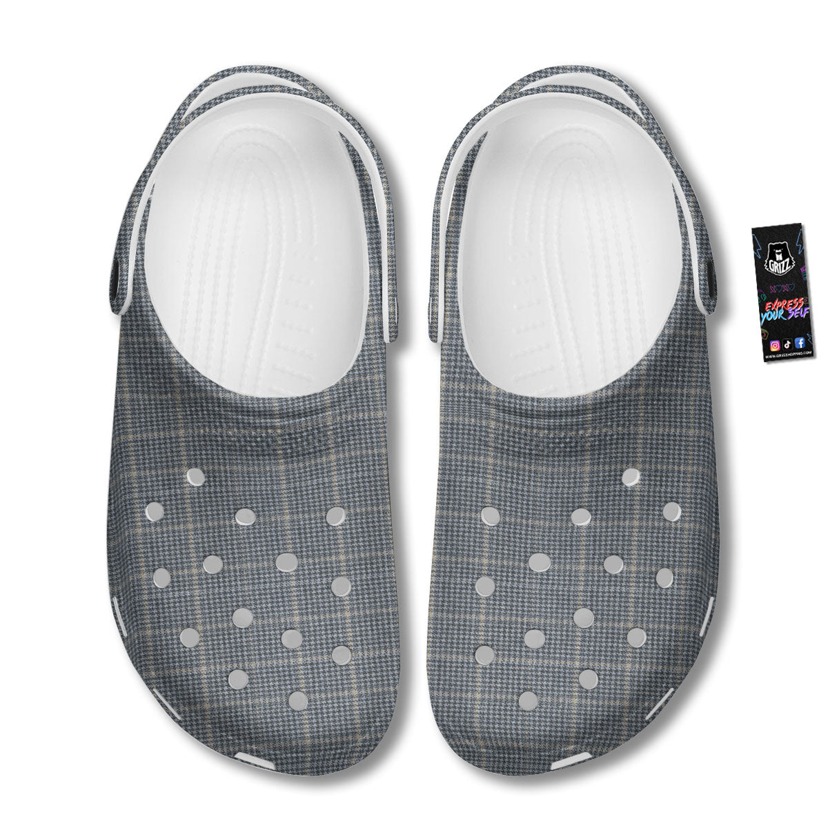 Windowpane Grey Print Pattern Clog-grizzshop