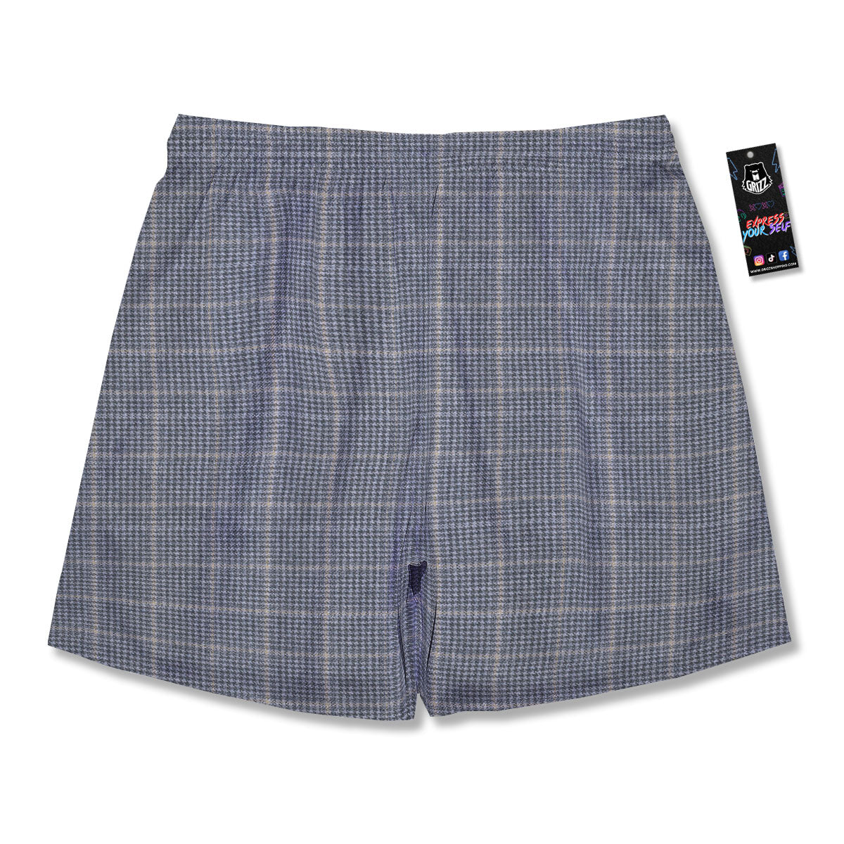 Windowpane Grey Print Pattern Men's Running Shorts-grizzshop