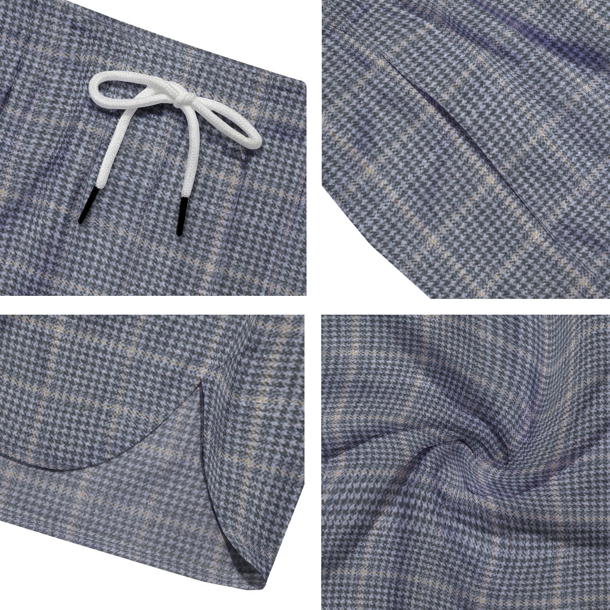Windowpane Grey Print Pattern Men's Running Shorts-grizzshop