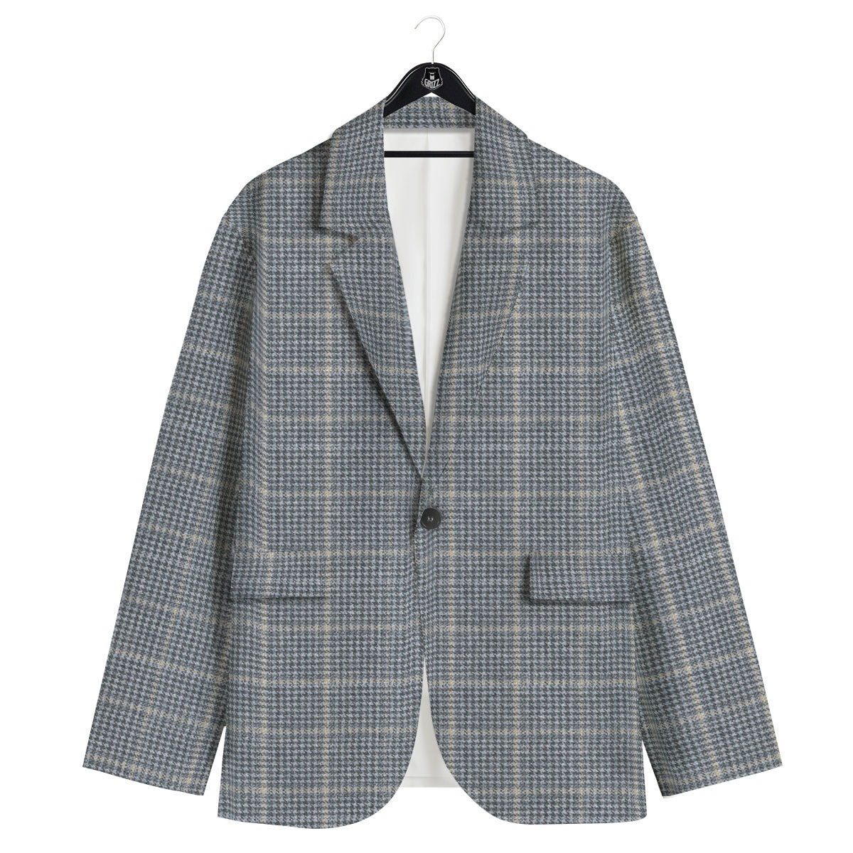 Windowpane Grey Print Pattern Men's Sport Coat-grizzshop