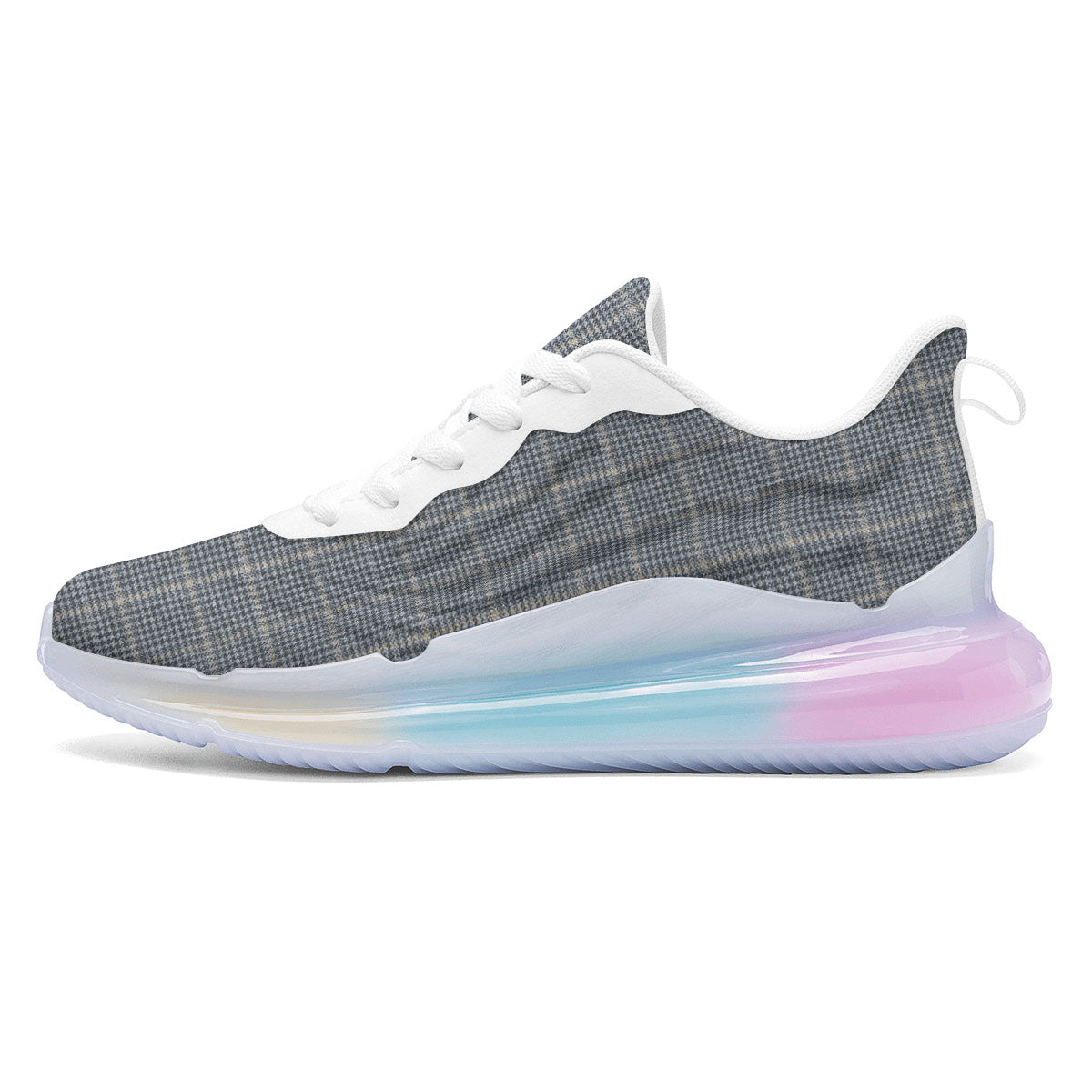 Windowpane Grey Print Pattern Running Sneakers-grizzshop