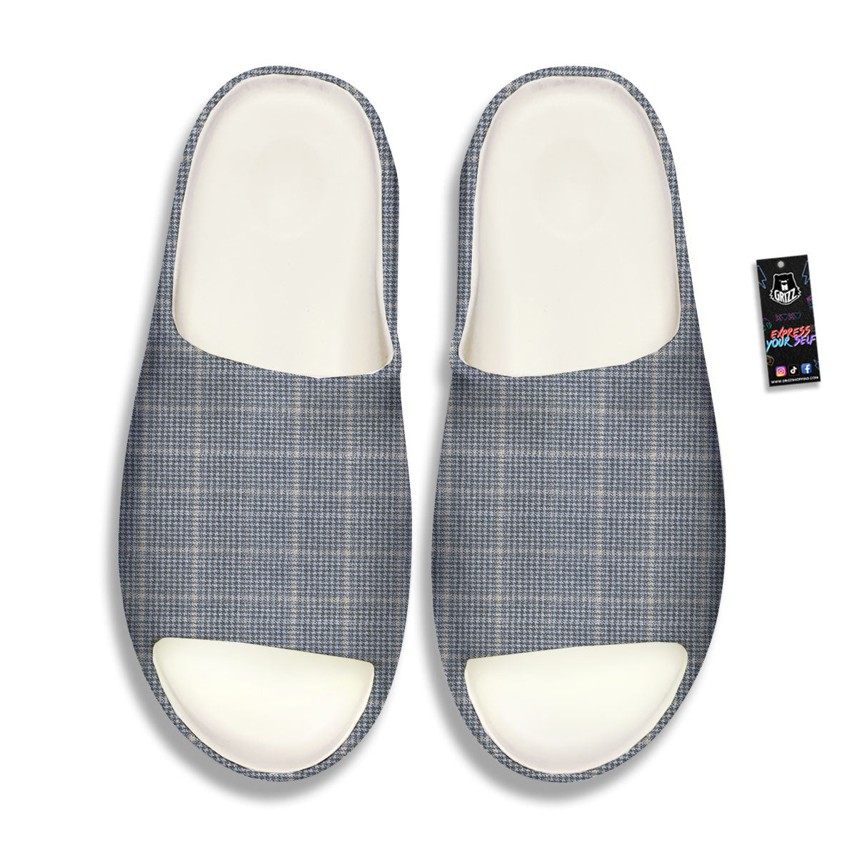 Windowpane Grey Print Pattern Sandals-grizzshop