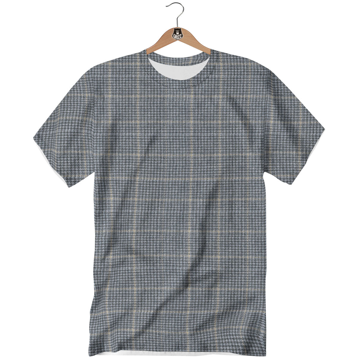 Windowpane Grey Print Pattern T-Shirt-grizzshop