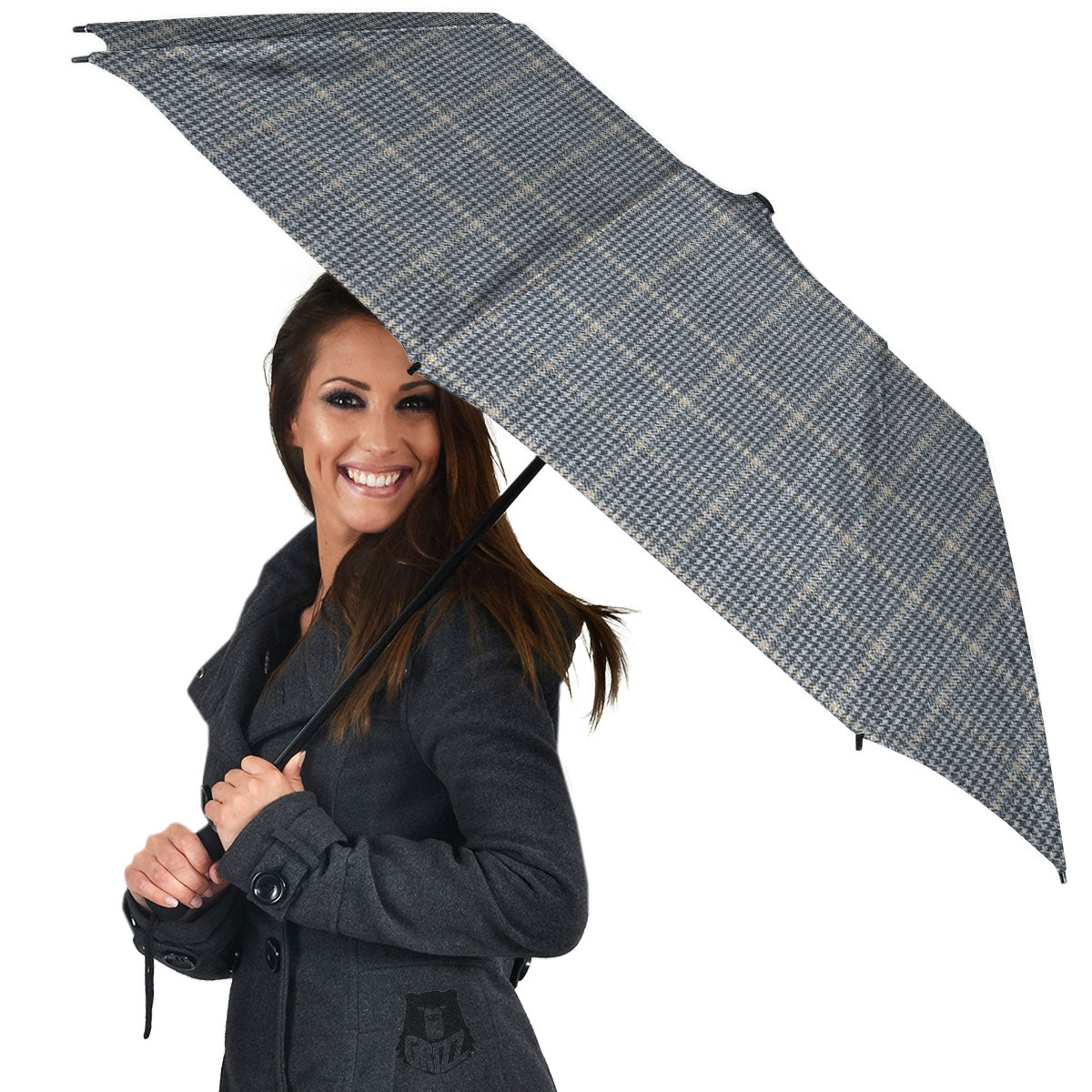 Windowpane Grey Print Pattern Umbrella-grizzshop