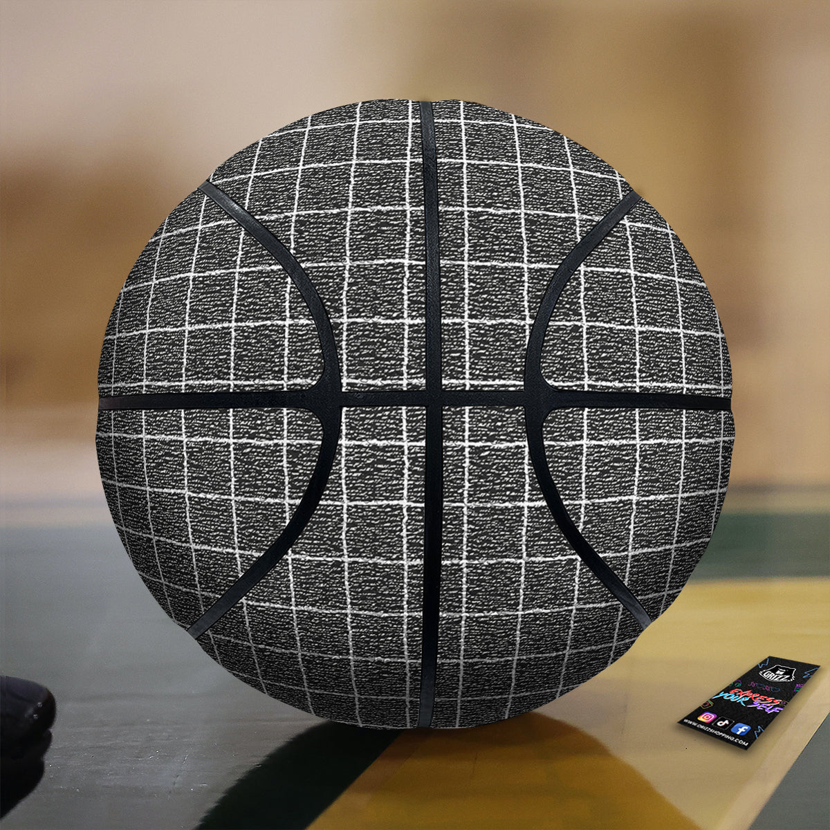 Windowpane Noisy Print Pattern Basketball-grizzshop