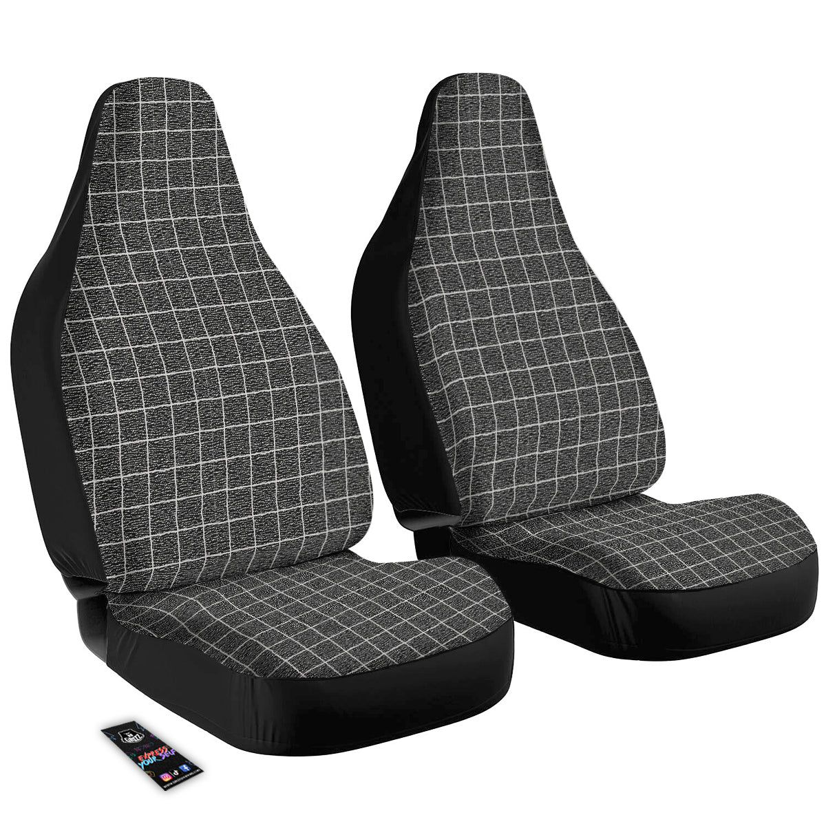 Windowpane Noisy Print Pattern Car Seat Covers-grizzshop